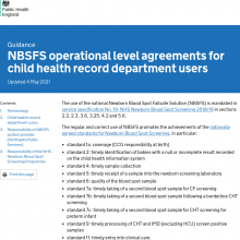 NBSFS operational level agreements for child health record department users [Updated 4th May 2021]